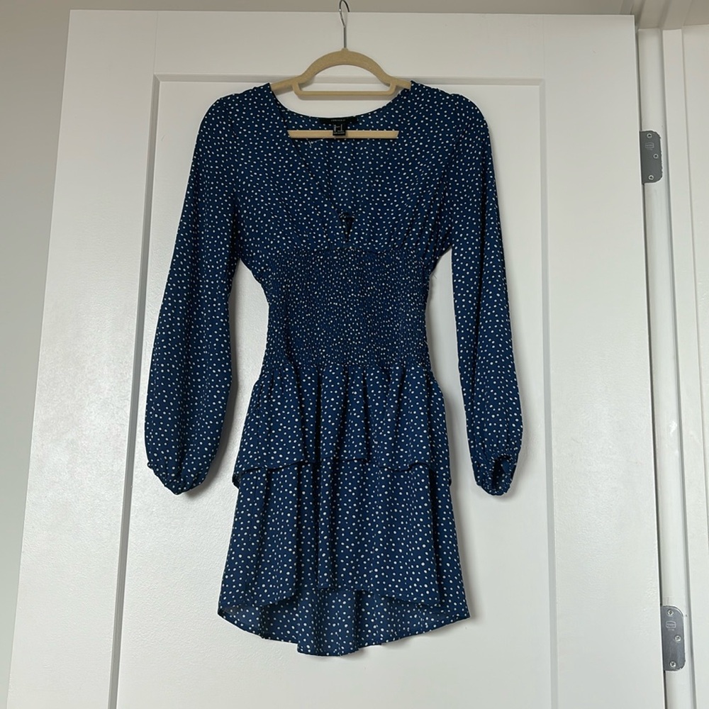 Blue & white polka dot dress